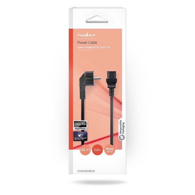 Nedis Schuko - IEC C13 Cable 2m Μαύρο (CEGB10000BK20) (NEDCEGB10000BK20)