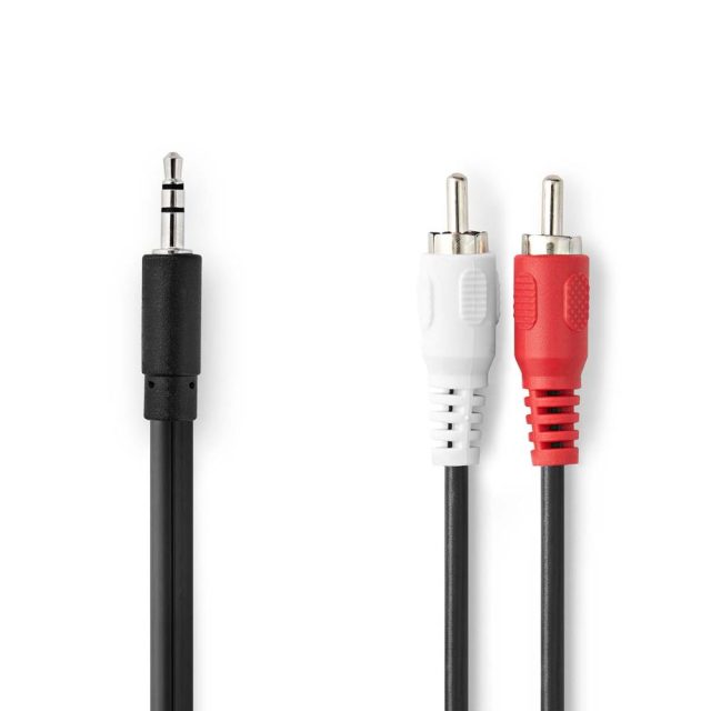 Nedis Καλώδιο ήχου 1x Jack 3.5mm αρσενικό/2x RCA αρσενικό 1m Mαύρο (CAGB22200BK10) (NEDCAGB22200BK10)