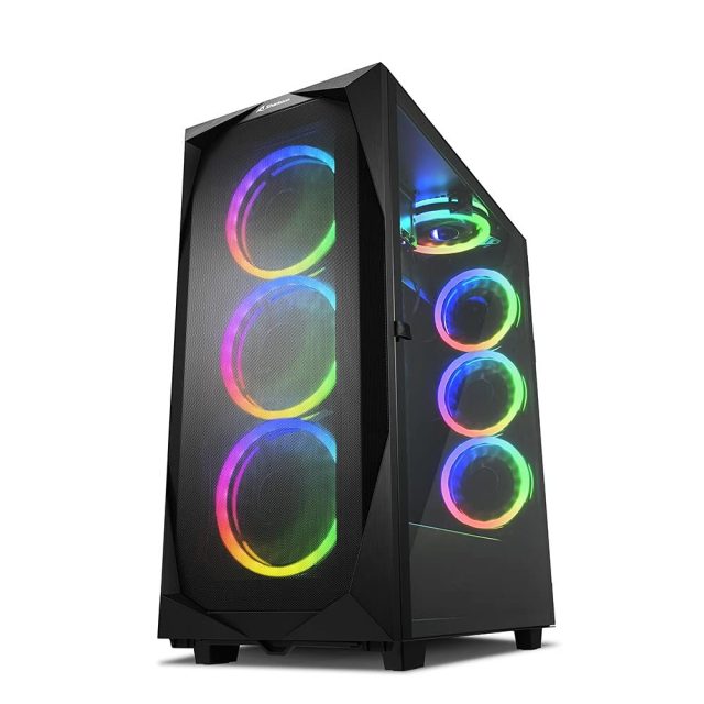 Sharkoon REV300 Gaming Full Tower Κουτί Υπολογιστή με Πλαϊνό Παράθυρο και RGB Φωτισμό Μαύρο (REV300BRGB) (SHRREV300BRGB)