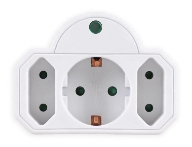 POWERTECH αντάπτορας ρεύματος PT-816, 1x schuko, 2x euro, 16A, λευκός