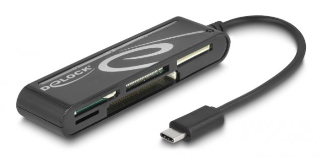 DELOCK card reader 91739 για micro SD/SD/CF/MS/xD, USB-C, μαύρο