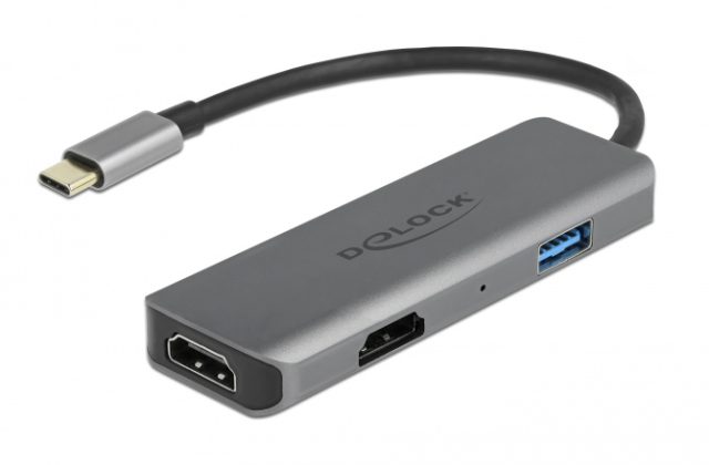 DELOCK docking station 87780, 3 θυρών, USB-C σύνδεση, 4K, MST, γκρι