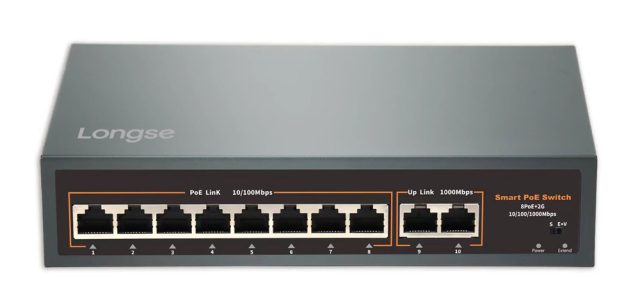 LONGSE PoE switch HT82GA με 8x LAN & 2x WAN θύρες, 10/100/1000Mbps