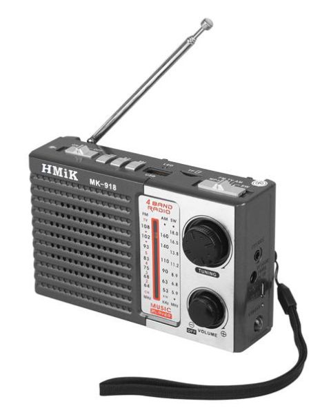 HMIK φορητό ραδιόφωνο & ηχείο MK-918 με φακό, USB/TF/AUX, γκρι