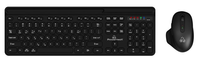 POWERTECH set ποντίκι & πληκτρολόγιο PT-1154, 2.4GHz & Bluetooth, μαύρο