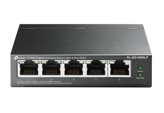 TP-LINK desktop switch TL-SG1005LP, 5-Port Gigabit, 4x PoE+, Ver. 2.0