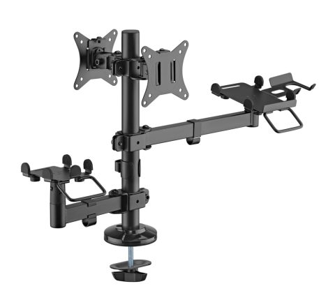 BRATECK βάση γραφείου για 2x οθόνες PMM-02SD, 17-32", με θέση για POS & printer