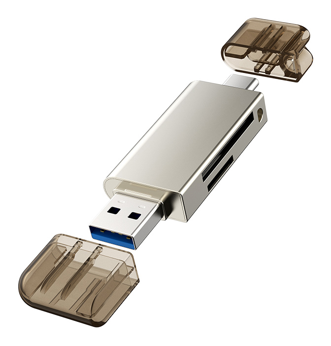 CABLETIME card reader CT-ACMCD2-ZG για SD & micro SD, USB/USB-C σύνδεση, 5Gbps, γκρι