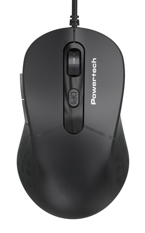 POWERTECH ενσύρματο ποντίκι PT-1467, οπτικό, έως 1600DPI, μαύρο
