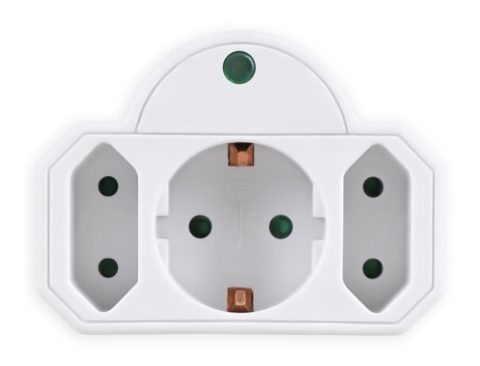 POWERTECH αντάπτορας ρεύματος PT-816 με προστασία υπέρτασης, 1x schuko, 2x euro, 16A, λευκός