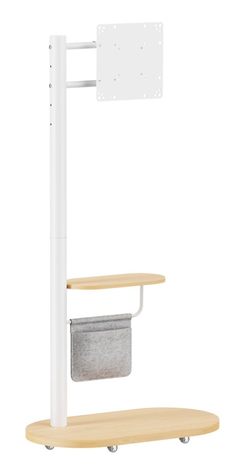 BRATECK βάση τηλεόρασης δαπέδου FS54-22T-02W, 17-43", έως 15kg, με ράφι & ροδάκια, λευκή