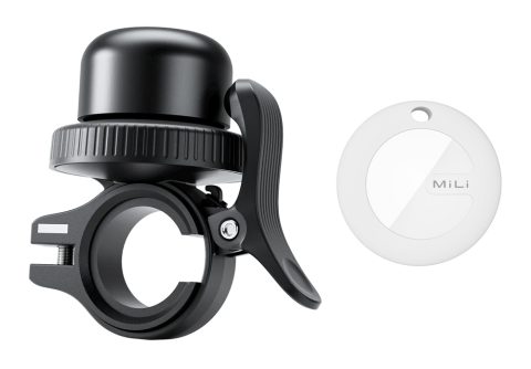 MILI κουδούνι ποδηλάτου με smart tag MiTag Duo, iOS & Android, Bluetooth tracker, μαύρο/λευκό
