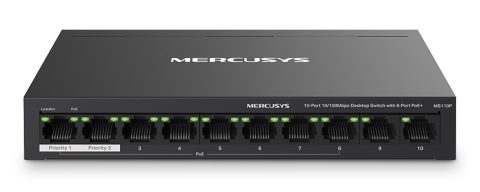 MERCUSYS desktop switch MS110P, 10x 10/100Mbps θύρες, PoE+, V1.0