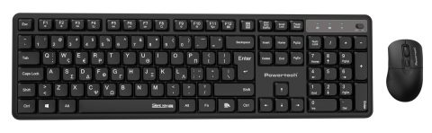 POWERTECH set ασύρματο ποντίκι & πληκτρολόγιο PT-1541, 2.4GHz, αθόρυβο, μαύρο