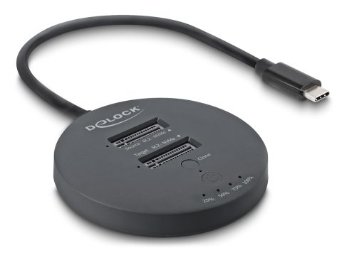 DELOCK docking station για M.2 NVMe PCIe SSD 64364, 2 θέσεων, 20Gbps, clone function, μαύρο